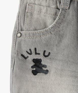Short bébé garçon en jean avec ceinture rayée - LuluCastagnette vue2 - LULUCASTAGNETTE - GEMO