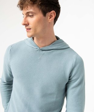 Pull homme en maille côtelée à capuche vue2 - GEMO (HOMME) - GEMO