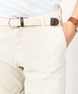 Bermuda chino en coton stretch coloris unique avec ceinture homme vue2 - GEMO (HOMME) - GEMO