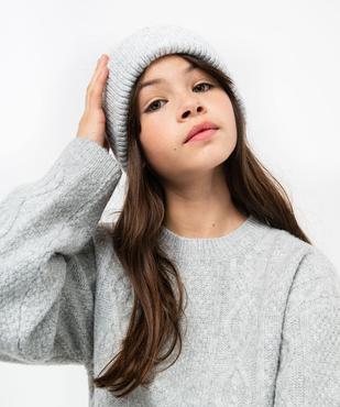 Pull court en maille torsadée fille vue1 - GEMO (JUNIOR) - GEMO