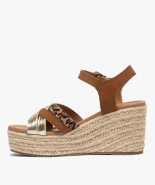Sandales à talon compensé en corde et brides croisées femme vue4 - FOLLOW ME G4G - GEMO