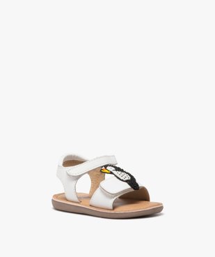 Sandales bébé fille en cuir avec brides scratch et animal en perles fantaisie - MOD8 vue2 - MOD8 - GEMO