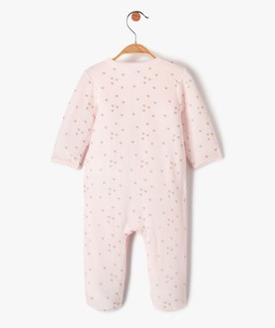 Pyjama bébé en velours pastel à cœurs dorés et ouverture ventrale vue3 - GEMO(BB COUCHE) - GEMO