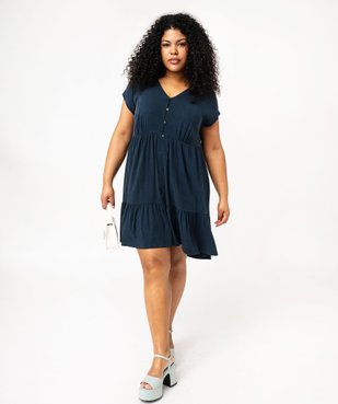 Robe à manches courtes en Lyocell et viscose femme grande taille vue1 - GEMO (G TAILLE) - GEMO