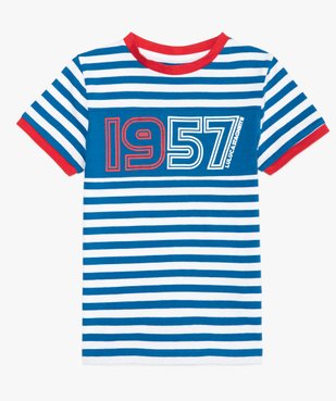 Tee-shirt garçon à rayures et inscriptions – LuluCastagnette vue1 - LULUCASTAGNETTE - GEMO