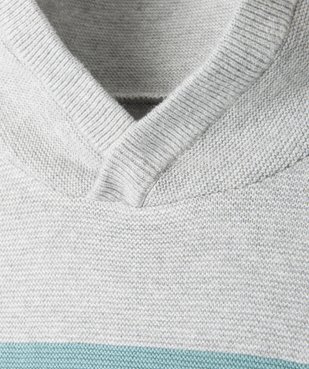 Pull garçon en maille fine tricolore avec col châle vue3 - GEMO (ENFANT) - GEMO