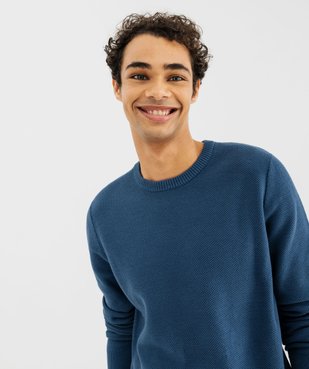 Pull en maille fantaisie en coton homme vue2 - GEMO (HOMME) - GEMO