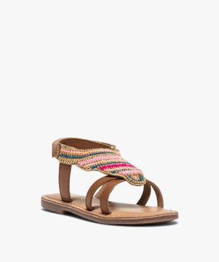 Sandales fille ornées de perles et fermeture scratch vue2 - GEMO (ENFANT) - GEMO