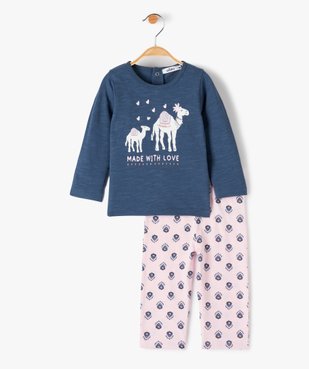 Pyjama bébé fille 2 pièces avec motifs girly vue1 - GEMO(BB COUCHE) - GEMO