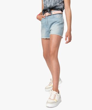 Short fille en jean ultra court taille haute vue1 - GEMO (JUNIOR) - GEMO