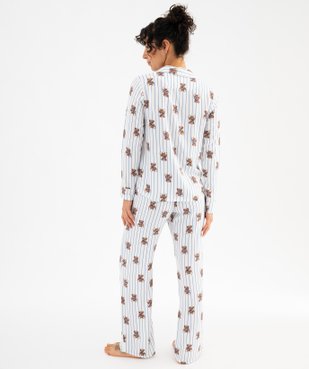 Pyjama à rayures et motifs oursons femme - LuluCastagnette vue4 - LULUCASTAGNETTE - GEMO