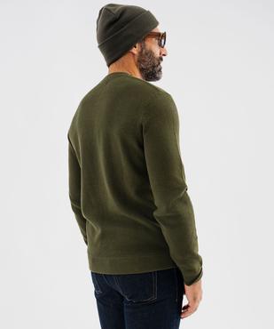 Pull col rond en coton uni homme vue3 - GEMO (HOMME) - GEMO