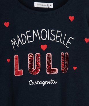 Tee-shirt fille avec motif et sequins brodés – Lulu Castagnette vue2 - LULUCASTAGNETTE - GEMO
