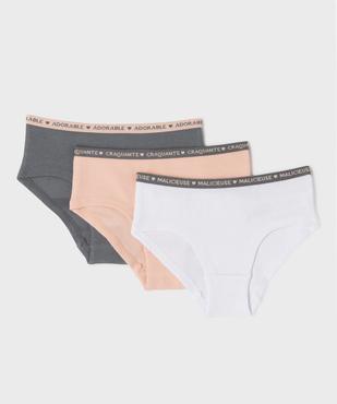 Shorty en maille côtelée en coton stretch fille (lot de 3) vue1 - GEMO 4G FILLE - GEMO