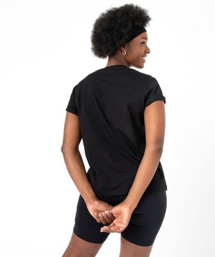 Tee-shirt femme à manches courtes avec col V roulotté vue7 - GEMO(FEMME PAP) - GEMO