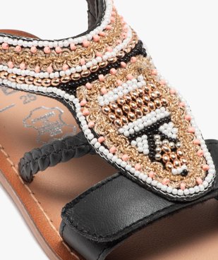 Sandales fille en cuir dessus en perles et à scratch vue6 - GEMO (ENFANT) - GEMO