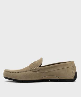 Mocassins dessus cuir velours homme -Tanéo vue3 - TANEO GEMO FOR GOOD - GEMO