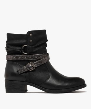 Boots femme à petit talon avec col effet plissé et brides fantaisie vue2 - EMILIA ROSA G4G - GEMO