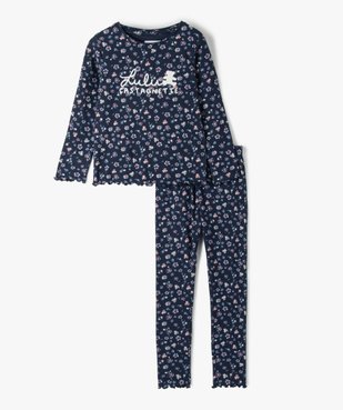 Pyjama fille en maille côtelée à motifs fleuris - LuluCastagnette vue1 - LULUCASTAGNETTE - GEMO