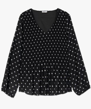 Blouse femme en voile plissé à motifs à manches longues vue4 - GEMO(FEMME PAP) - GEMO