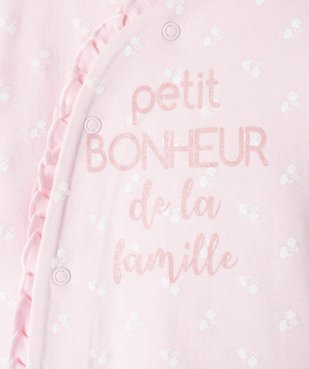 Pyjama bébé fille fermeture sur l’avant à motifs fleuris vue2 - GEMO(BB COUCHE) - GEMO