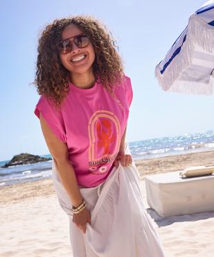 Tee-shirt sans manches avec motif sur l’avant femme grande taille vue1 - GEMO (G TAILLE) - GEMO