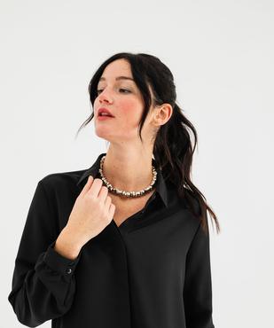 Chemise unie en matière crêpe femme vue2 - GEMO 4G FEMME - GEMO