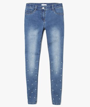 Jean taille haute à perles dans le bas vue1 - GEMO (JUNIOR) - GEMO