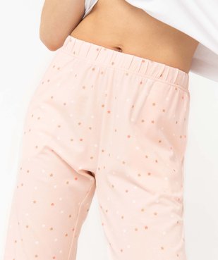 Pantalon de pyjama femme imprimé avec bas élastiqué vue2 - GEMO 4G FEMME - GEMO