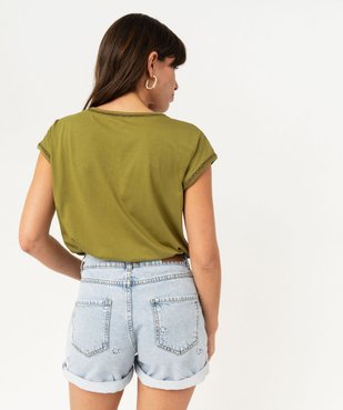 Tee-shirt à manches courtes avec finitions scintillantes femme vue3 - GEMO 4G FEMME - GEMO