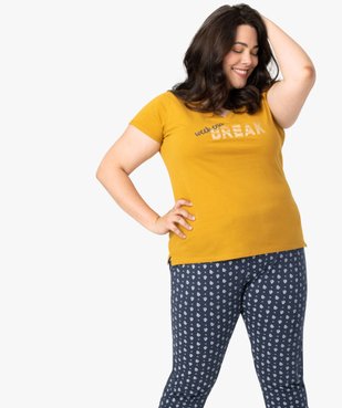 Pyjama femme grande taille avec message humoristique vue1 - GEMO(HOMWR FEM) - GEMO