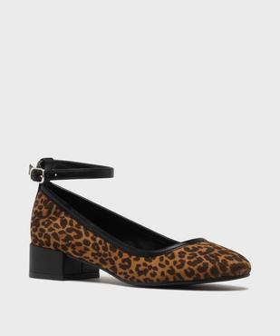 Ballerines motif léopard à petit talon femme - Follow Me vue3 - FOLLOW ME - GEMO
