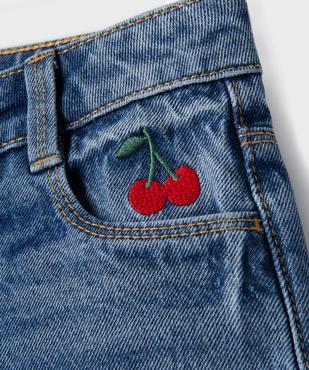 Short en jean avec motif brodé et taille ajustable fille vue2 - GEMO 4G FILLE - GEMO