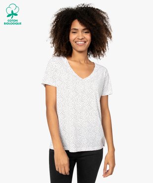Tee-shirt femme col V à motifs vue1 - GEMO(FEMME PAP) - GEMO