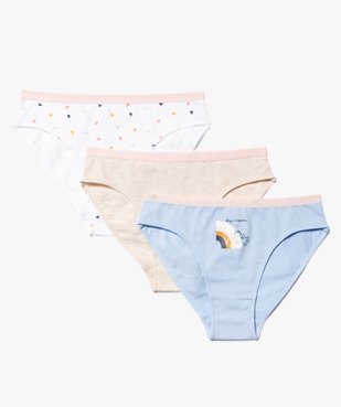 Culottes fille à motifs girly en coton biologique (lot de 3) vue1 - GEMO 4G FILLE - GEMO