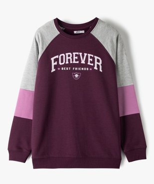 Sweat fille tricolore avec inscription sur l’avant vue1 - GEMO (JUNIOR) - GEMO