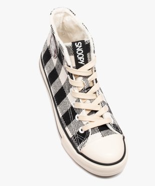 Baskets femme montantes en toile avec motif à carreaux - Snoopy vue6 - SNOOPY - GEMO