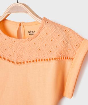 Tee-shirt manches courtes avec haut brodé bébé fille vue2 - GEMO 4G BEBE - GEMO
