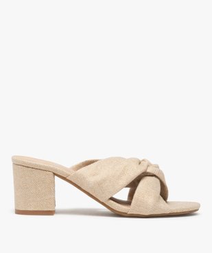 Mules femme à talon carré et brides drapées en toile vue1 - GEMO(URBAIN) - GEMO