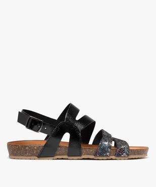 Sandales plates avec brides en cuir scintillantes et vernies femme vue2 - PIU NATURA - GEMO