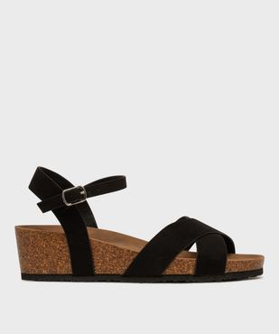 Sandales à talon compensé et larges brides croisées en suédine femme - Valentina Baldano vue1 - VALENTINA BALDA - GEMO