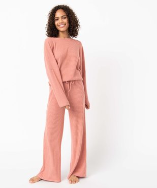 Bas de pyjama femme large en maille côtelée extra douce vue5 - GEMO(HOMWR FEM) - GEMO