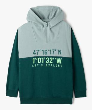 Sweat garçon en molleton avec col zippé et capuche vue1 - GEMO (JUNIOR) - GEMO