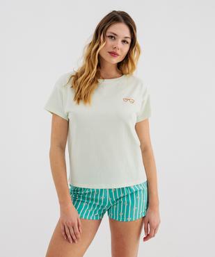 Pyjashort en coton et viscose imprimé femme vue1 - GEMO 4G FEMME - GEMO