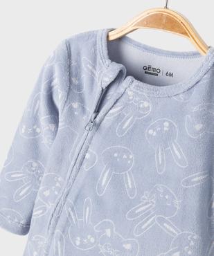 Pyjama en velours à motifs lapins fermeture devant bébé garçon vue2 - GEMO 4G BEBE - GEMO