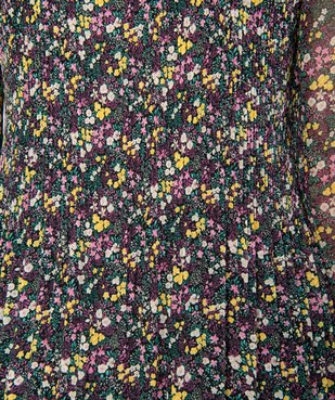 Blouse femme en voile plissé à motifs à manches longues vue5 - GEMO(FEMME PAP) - GEMO