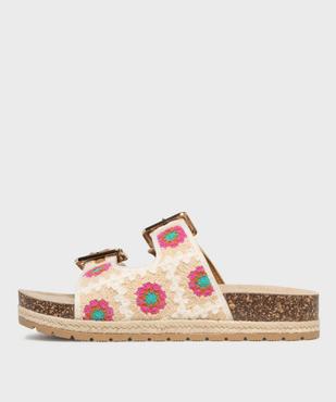 Mules double bride en textile à motifs fleuris avec semelle plateforme femme - 5 Miles vue3 - 5 MILES - GEMO