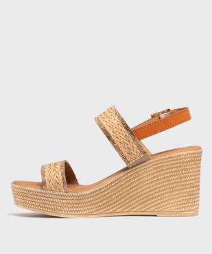 Sandales femme à talon compensé et brides effet tissé avec paillettes vue10 - VALENTINA BALDA - GEMO