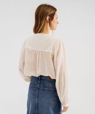 Blouse fluide à motifs plumetis et fronces femme vue3 - GEMO 4G FEMME - GEMO