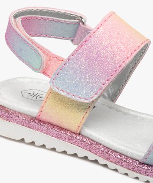 Sandales fille à brides scratch pailletées et irisées vue6 - GEMO (ENFANT) - GEMO
